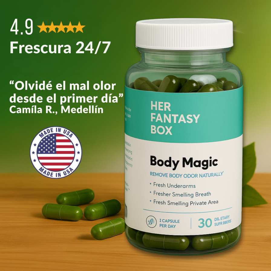 DESODORANTE CORPORAL INTERNO BODY MAGIC| CÁPSULAS DE CLOROFILA | PRODUCTO AMERICANO