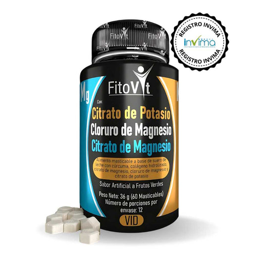CITRATO DE POTASIO + CITRATO DE MAGNESIO + CLORURO DE MAGNESIO | 360mg POR PASTILLA MASTICABLE | 60 PASTILLAS | ALTA ABSORCIÓN